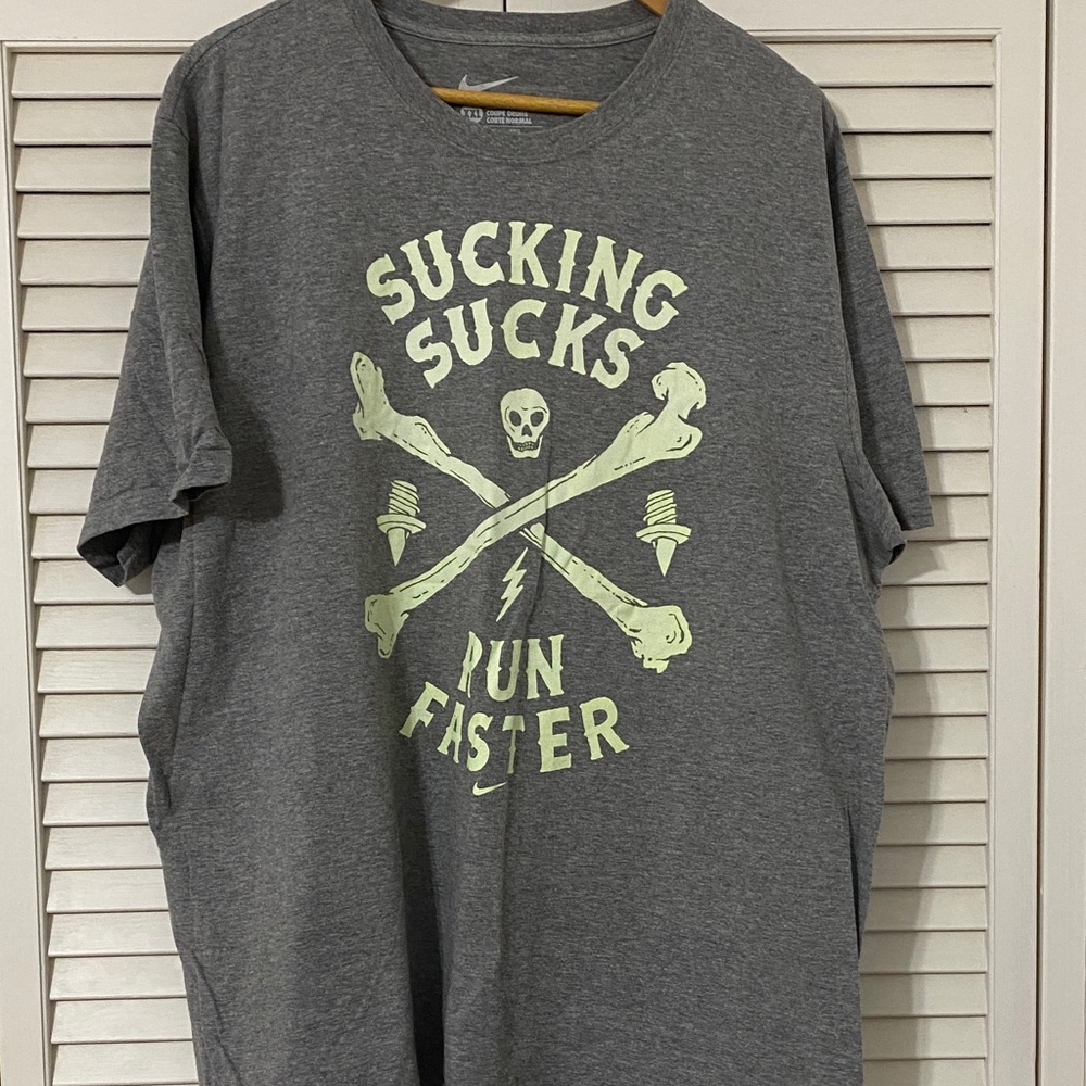 Nike Gray Graphic Tee with Green Print